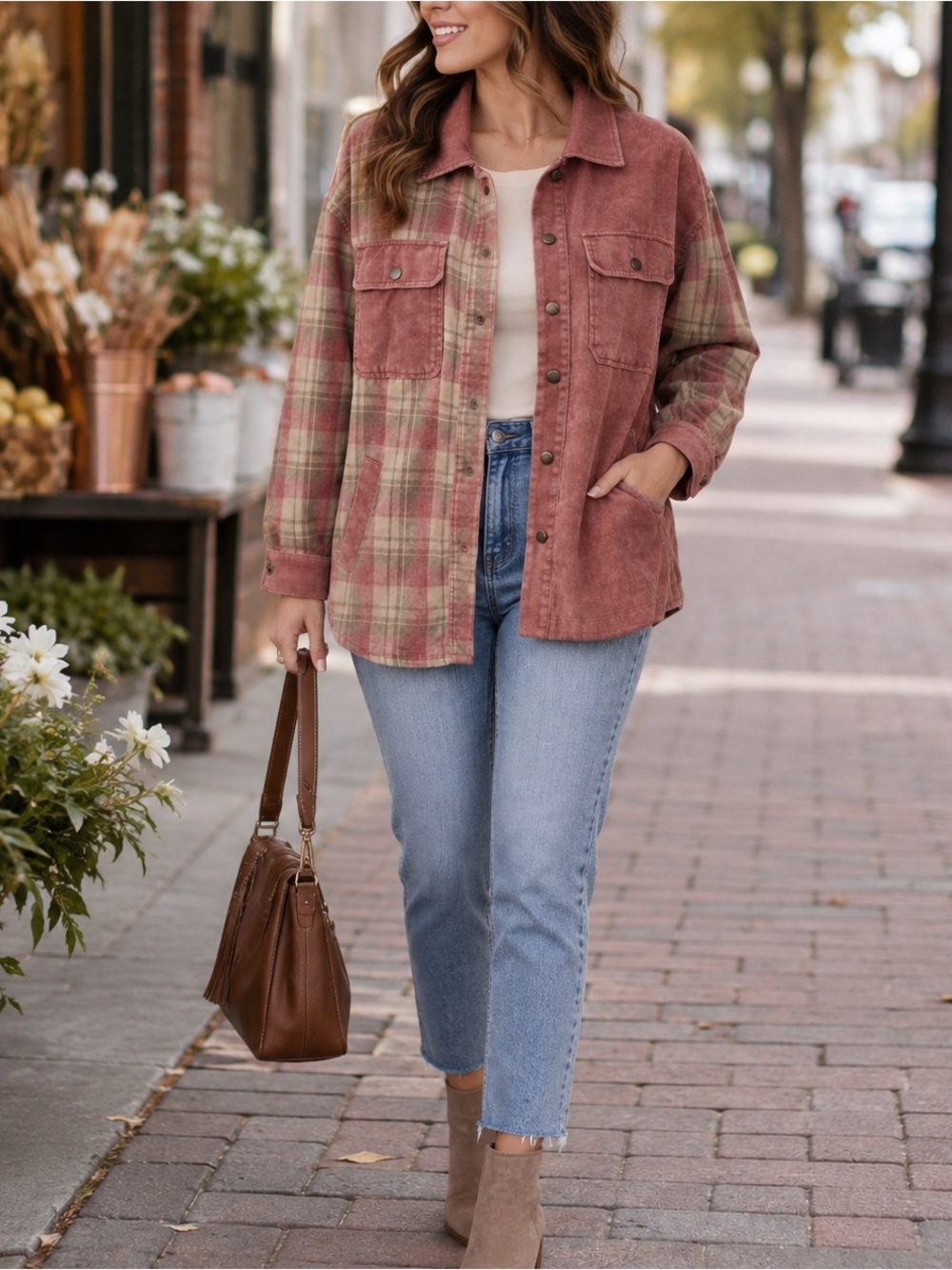 Plaid Corduroy Shacket Jacket 100% Cotton NWT Medium